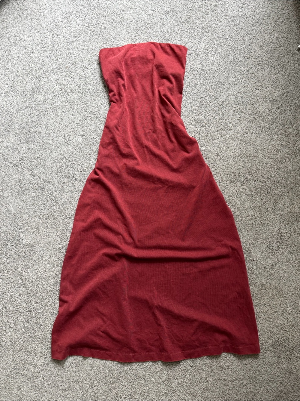 Zara Women’s Cotton Strapless Red Midi Dress - Classic Tube Silhouette